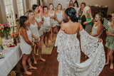 Anneprom Bohemian Mermaid Lace Wedding Dress, Off Shoulder Lace Wedding Dress, Long Bridal Dress APW0339