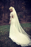 Anneprom Mermaid Half Sleeve Lace Wedding Dress With Cathedral Train APW0353