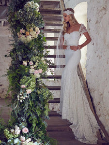 Anneprom Column Beach Lace Wedding Dresses Rustic Wedding Dresses APW0359