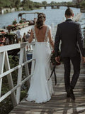 Anneprom See Through Boho Wedding Gowns Bateau Sheath Cap Sleeve Rustic Bridal Dress APW0370