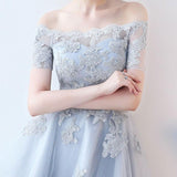 Anneprom High Low Homecoming Dress Off-The-Shoulder Tulle Short Prom Dress APP0280