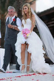 Anneprom Vintage High Low Beach Weddign Dresses Strapless White Wedding Dresses APW0140