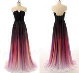 Anneprom New Cheap Gradient Ombre Chiffon Prom Dress Evening Dress Strapless With Pleats Women Dress APP0404
