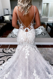Anneprom Romantic A line Spaghetti Straps Lace Wedding Dress Tulle Applique Bridal Gowns APW0387