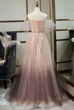 Anneprom Unique A Line Tulle Applique Long Prom Dress Formal Evening Dress APP0541
