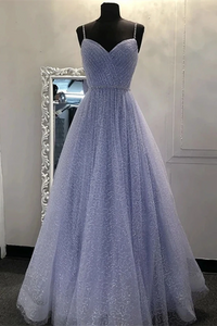 Anneprom Stylish V Neck Sequins Lilac Prom Dresses, Shiny Lilac Lavender Formal Graduation Evening Dresses, Sparkly Party Dresses APP0543