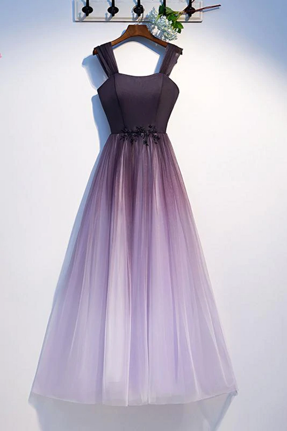 Anneprom Unique A Line Ombre Purple Beading Prom Dresses with Lace up, Long Dance Dresses APP0562