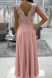 Anneprom Delicate Chiffon V Neck Neckline A Line Prom Dresses With Beaded Appliques APP0566
