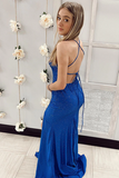 Anneprom Royal Blue Mermaid Prom Dress with Split, Cheap Party Dresses Online APP0578
