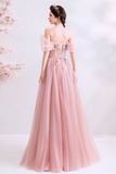 Anneprom Chic A line Off the shoulder Beautiful Prom Dress Unique Long Formal Gowns APP0602