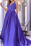 Anneprom Cheap Simple A line Straps Prom Dress Long Satin Evening Dress With Bow knot APP0616