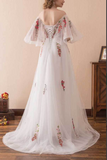 Anneprom Beautiful A line Off the Shoulder Wedding Dresses, Appliques Prom Dresses APP0652