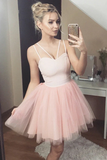 Anneprom Cute Sweetheart Tulle Short Prom Dress Pink Homecoming Dress APH0162