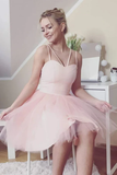 Anneprom Cute Sweetheart Tulle Short Prom Dress Pink Homecoming Dress APH0162