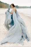 Flowy Chiffon A line Rustic Beach Wedding Dresses With Train, Bridal Gown APW0411