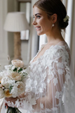 Floral Appliqued Sweetheart Neck Sheath Wedding Dress with Cape APW0414