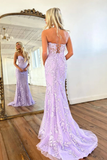 Mermaid Sweetheart Neck Lace Purple Long Prom Dress Formal Dress APP0730