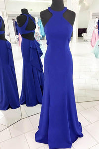 Anneprom Gorgeous Halter Royal Blue Mermaid Long Evening Dress APP0281