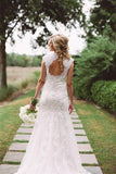 Anneprom Elegant Lace Appliques Wedding Dress With Zipper Button APW0052