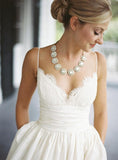 Anneprom A-Line Sleeveless Spaghetti Strap Lace Wedding Dress APW0053