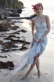 Anneprom Illusion Neckline Sheer Back Beach Lace Chiffon Wedding Dress APW0057