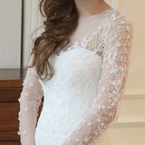 Anneprom Mermaid Long Sleeves Court Train Wedding Dresses With Beading APW0068