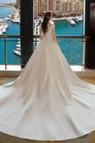 Anneprom Ivory High Neck Ball Gown Lace Applique Cheap Wedding Dresses APW0151