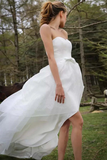 Anneprom High Low Sweetheart Sleeveless Organza Applique Wedding Dress APW0161
