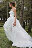 Anneprom High Low Sweetheart Sleeveless Organza Applique Wedding Dress APW0161
