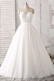 Anneprom Spaghetti Straps Sweetheart Floor-Length White Satin Wedding Dress APW0162