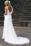 Anneprom Elegant V-Neck Chiffon Ruffles Sleeveless Wedding Dress Bridal Gowns APW0163