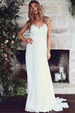 Anneprom Spaghetti Straps A-Line Wedding Dresses With Lace Appliques APW0186
