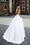 Anneprom On Sale Princess Simple A-Line Satin Ivory Wedding Dresses APW0194
